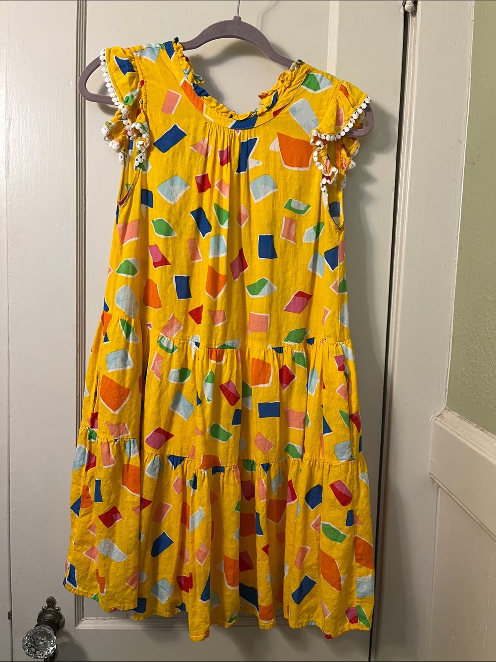 THML Yellow Geo Print Mini Dress with Multicolor Shapes